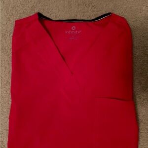 Cherokee Infinity Red V-Neck Scrub Top
